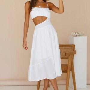 NWT Fortunate One FEELING FINE MIDI DRESS WHITE